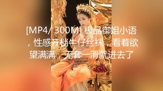 [MP4/ 300M] 极品御姐小语，性感开档牛仔丝袜，看着欲望满满，无套一滑就进去了