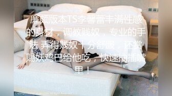 廉颇版本TS李馨蕾丰满性感的身材，调教贱奴，专业的手法 弄得贱奴十分舒服，还赏赐妖鸡巴给他吃，快速抽插嘴里！  